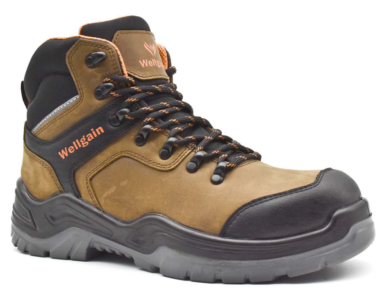 Mid-Cut Safety Boot PN-2480 in Brown/Orange