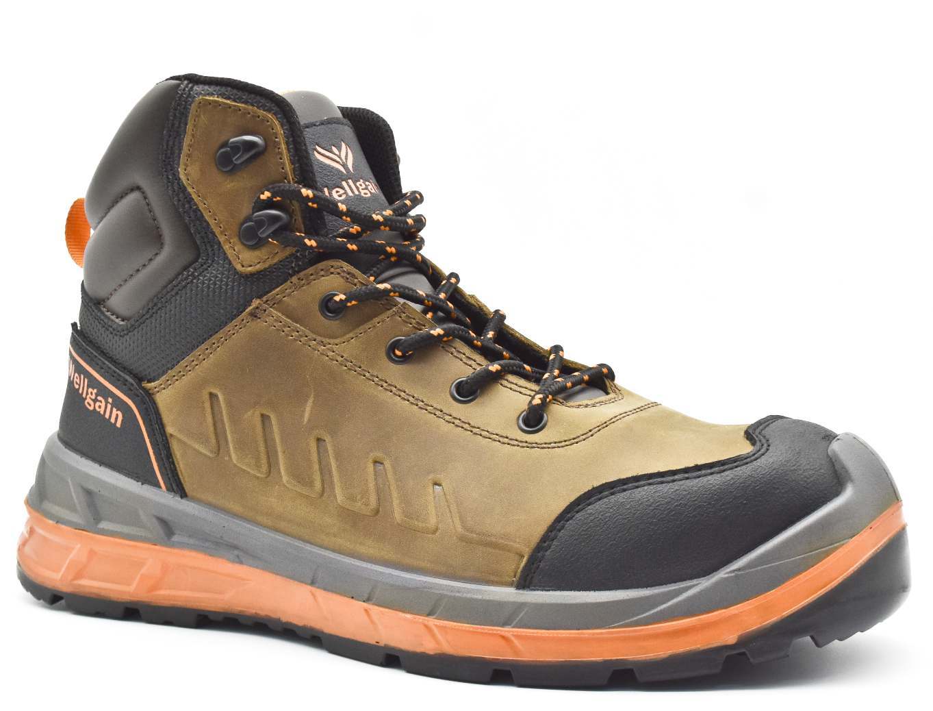Mid-Cut Safety Boot PN-2483 in Brown/Orange