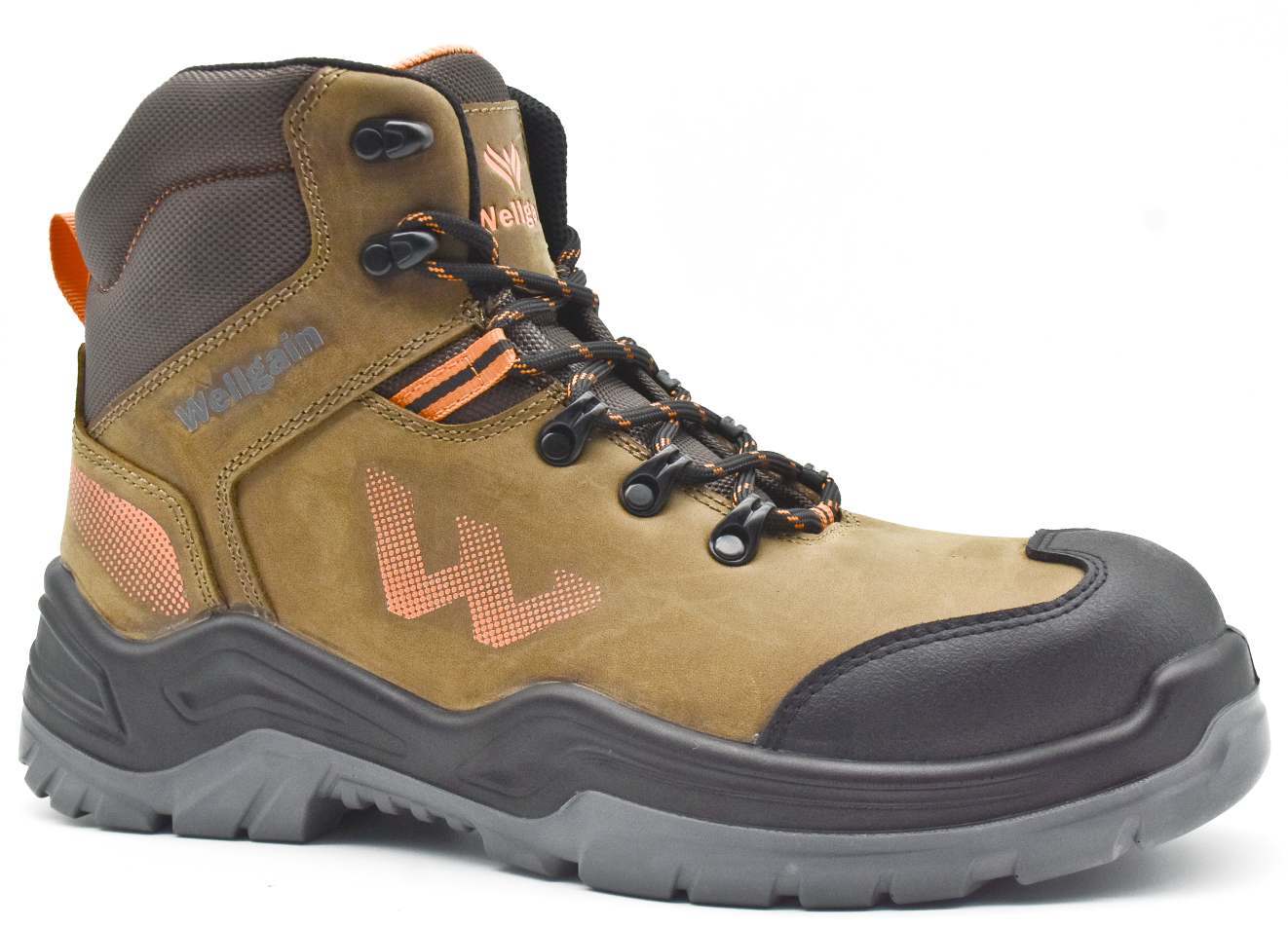 Mid-Cut Safety Boot PN-2489 in Brown/Orange