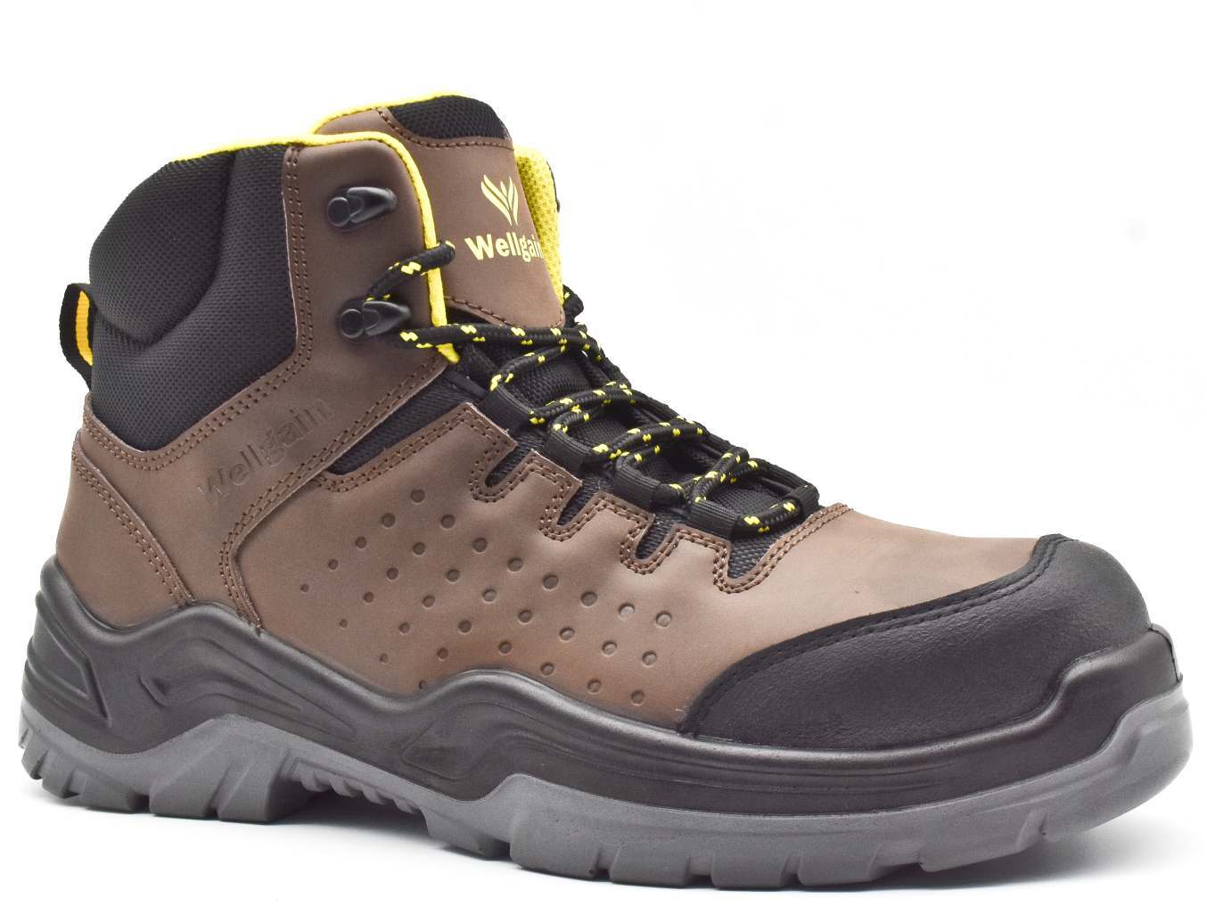 Mid-Cut Safety Boot PN-2479 in Brown/Yellow